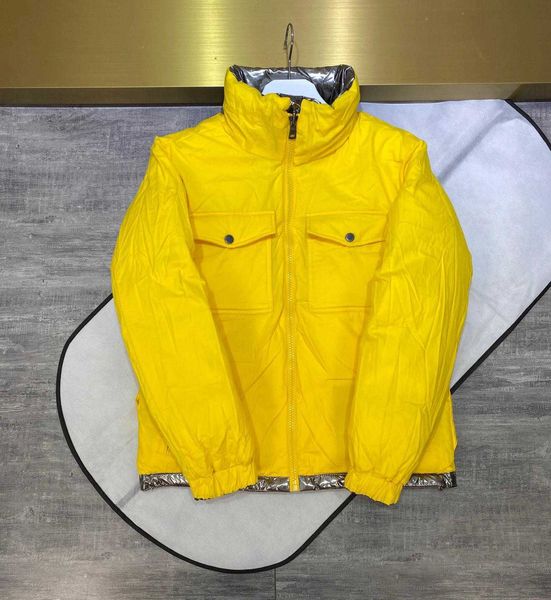 

men and women downs jackets 21 winter fashion casual double-sided wear silver yellow hooded designer coat perfect texture for outdoor skiing, Black