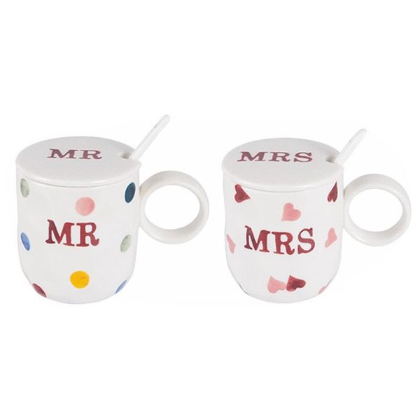 

simple family mugs small fresh with spoons &lids mr and mrs