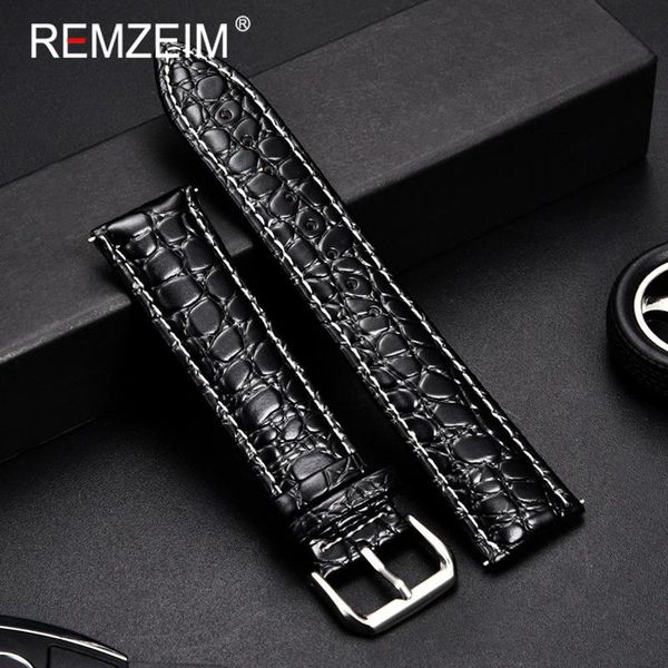 

watch bands remzeim calf genuine leather watchband soft material band straps 16mm 18mm 20mm 22mm 24mm with stainless steel buckle, Black;brown