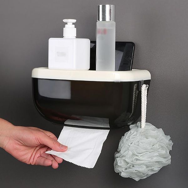 

bathroom storage & organization wall-mounted floating perforation-paper towel box tissue cover holder houseware toilet roll container