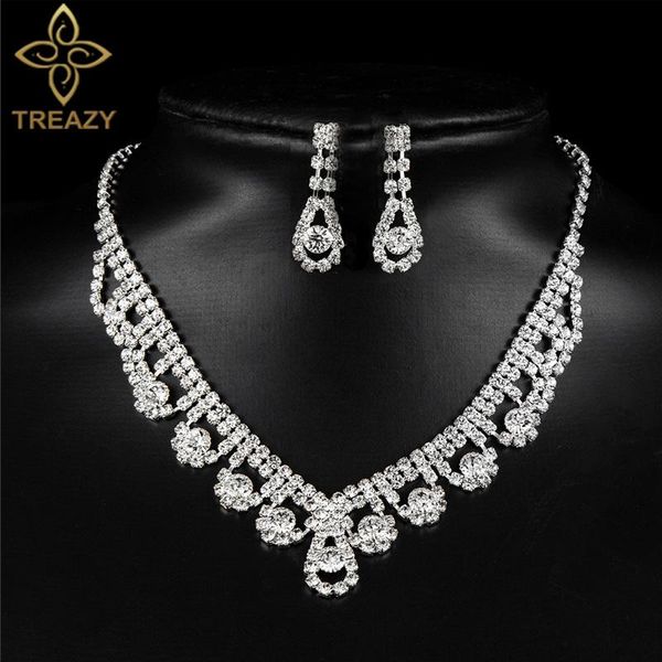 

wedding jewelry sets treazy sparkling rhinestone crystal for brides gifts women african necklace earrings bridal, Slivery;golden