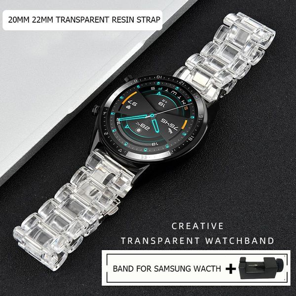 

watch bands set 20mm 22mm transparent for samsung active 2 44mm 40mm/galaxy 46mm 42mm/gear sport/s3 watchband bracelet strap, Black;brown