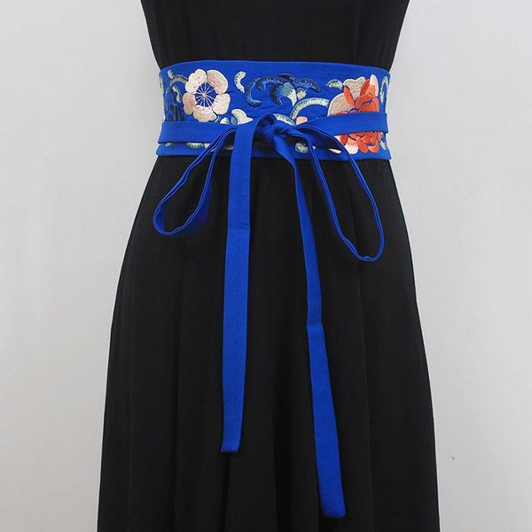 

belts seebeautiful simple flower embroidery lace up waist seal wide woman summer 2021 fashion all match e645, Black;brown