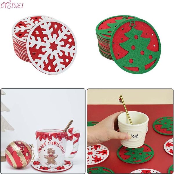 

christmas decorations 10pcs snowflake shape cup mat dinner table coasters dish pad natal year 2022 for home