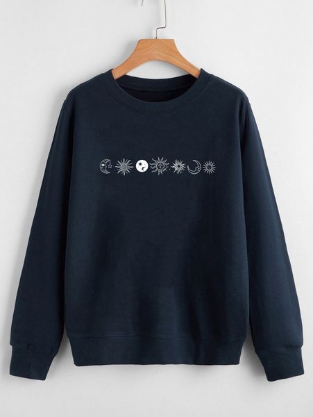 

sun and moon print sweatshirt g5tz#, White;black