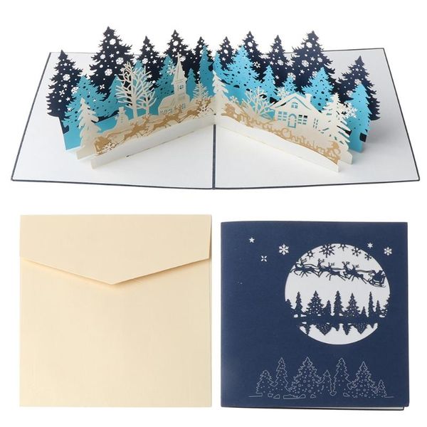 

greeting cards merry christmas tree winter gift -up decoration stickers cut year