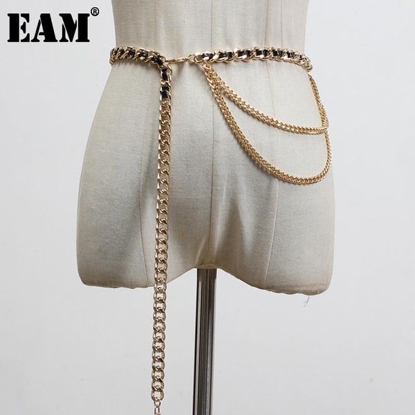 

belts [eam] metal waist chain casual pu leather braided belt stylish personality women fashion tide all-match spring 2021 1u268, Black;brown