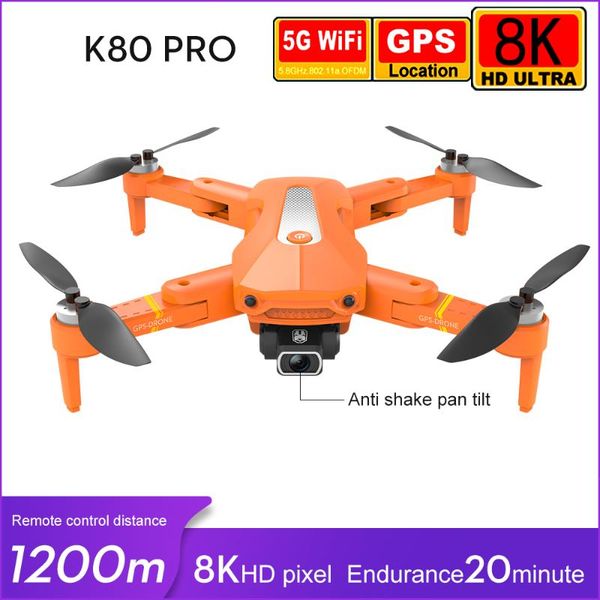 

drones k80 pro gps drone 8k 4k profesional dual hd camera aerial pography brushless motor foldable quadcopter rc distance 1.2km