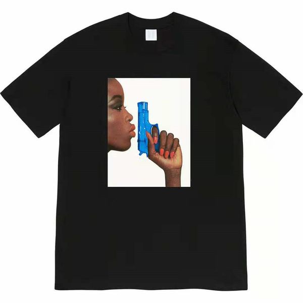 

sup designer ss21 waters pistol tee water gun p season round neck short-sleeved t-shirt, White;black