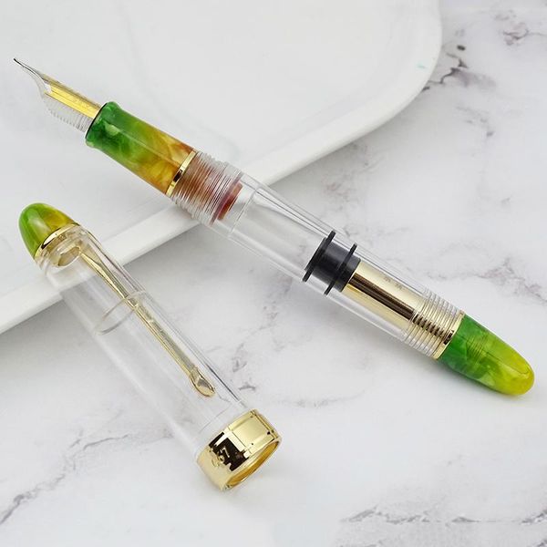 

fountain pens lorelei 667 resin piston pen transparent green with golden clip iridium ef/f 0.38/0.5mm ink for business office