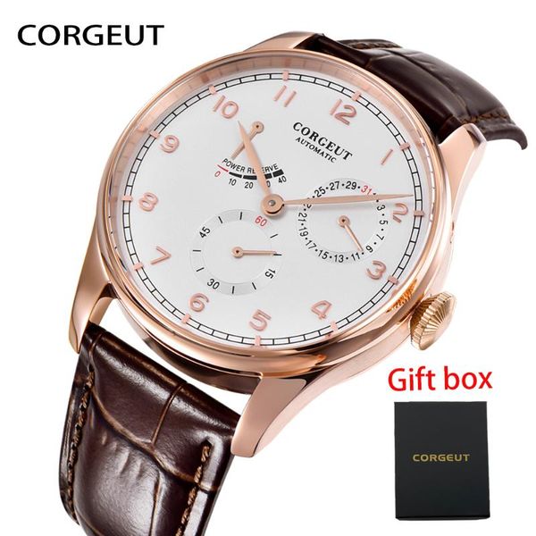 

wristwatches corgeut brand men's automatic mechanical watch men business wrist for waterproof date man clock relogio masculino, Slivery;brown