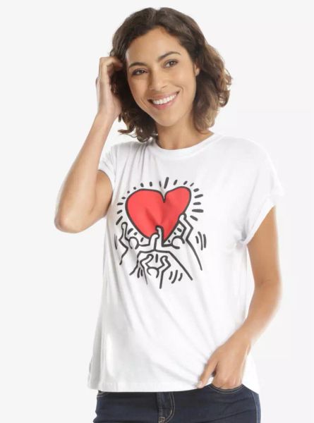 

keith haring heart art women's girls t-shirt nwt licensed & official, White;black