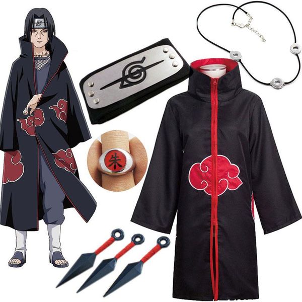 

gym clothing harajuku cosplay anime character costume sharingan headband necklace ring kunai pain halloween for men kids, White;black