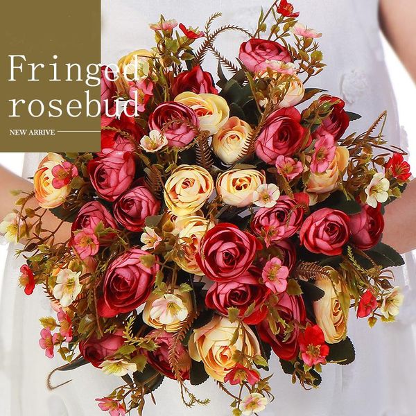 

silk roses peony artificial flowers vases for home decor mariage bridal bouquet fake plants christmas wedding decorative wreath & wreaths