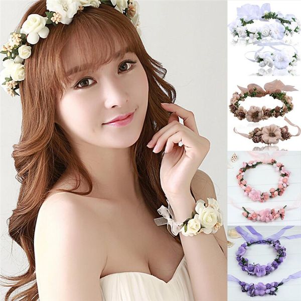 

1pc cute women handmade floral headbandflower hairband bridal headdress bohemia flowercrown wedding garland 3cm hair accessories