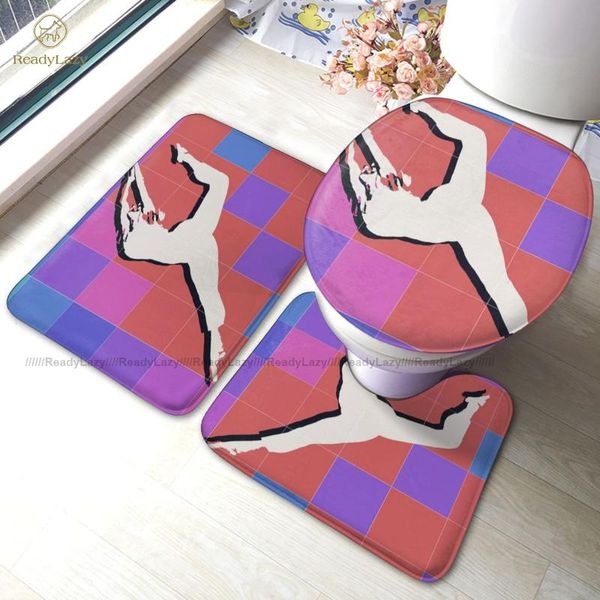 

just dance bath mat 3 piece anti-slip door bathroom set modern polyester rug mats