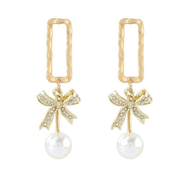 

dangle & chandelier hahagirl trendy simulation pearl earrings for women gold color rhinestone wedding fashion korean party jewelry, Silver