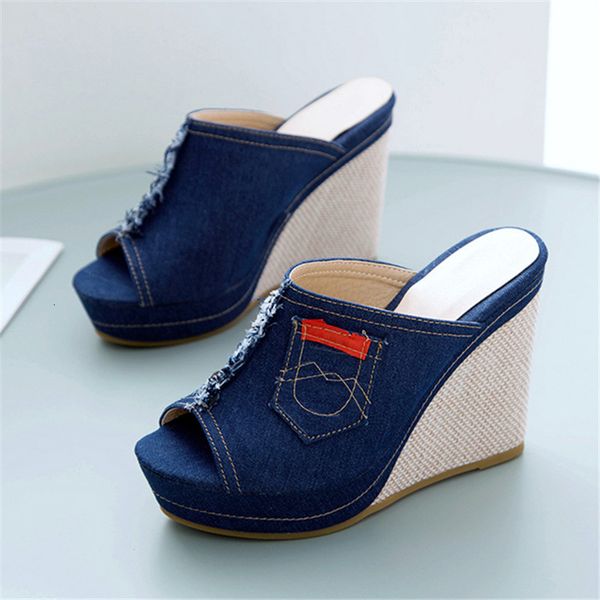 

arrival women's sandals women summer fashion leisure fish mouth thick bottom slippers wees shoes blue, Black
