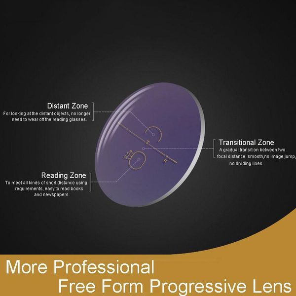 

other fashion accessories 1.61 super-tough digital form progressive no-line multi-focal prescription customized optical lenses with ar, Silver