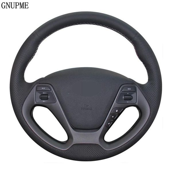 

steering wheel covers hand-stitched soft black artificial leather car cover for kia 2013-2021 ceed cee'd cerato