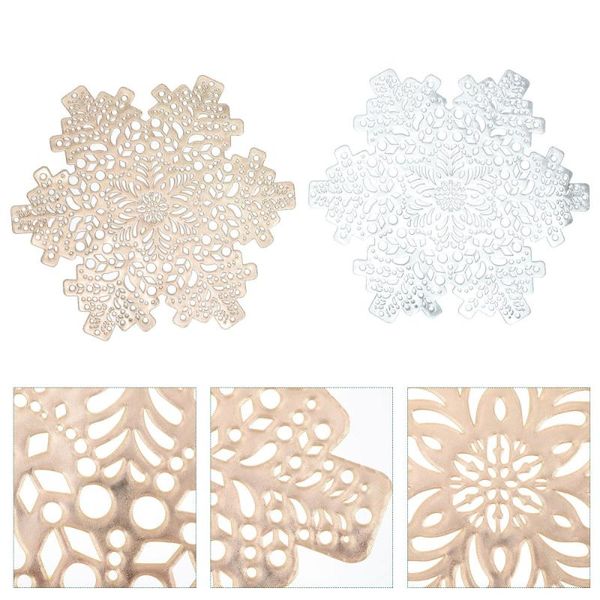 

mats & pads 2pcs christmas snowflake placemat hollow-out heat insulation table mat