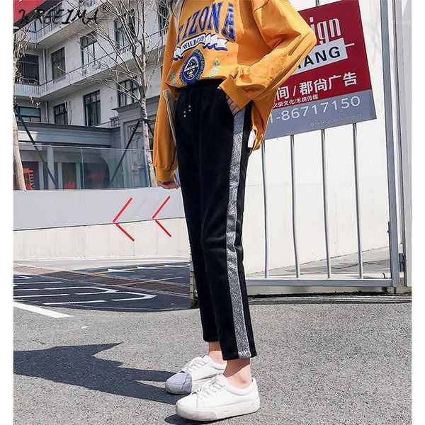 

women's pants & capris 2021 winter sweatpants women casual harem loose ankle-length black striped sweat female plus size -xxl, Black;white