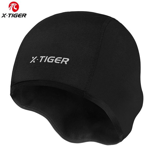 

x-tiger man&women winter fleece cycling caps mtb bike balaclava hats windproof snow headwear motorcycle bicycle hat & masks, Black