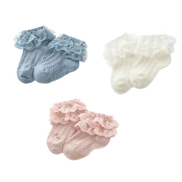 

pairs girl lace socks comfortable baby 2-layer short, Pink;yellow