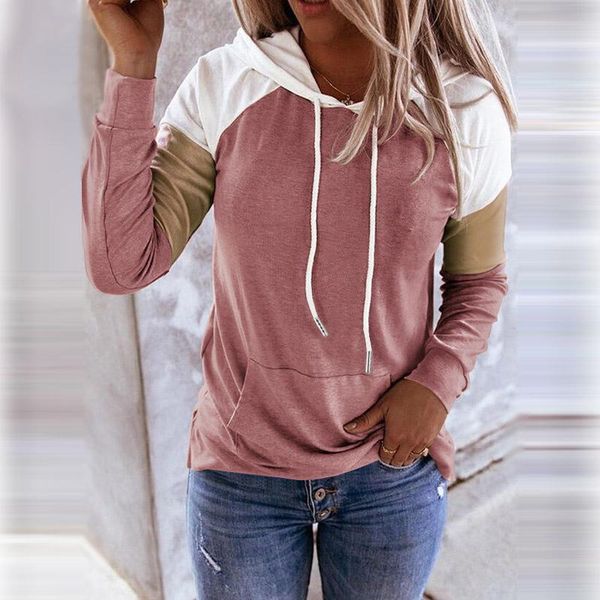 

women's hoodies & sweatshirts female sweatshirt casual autumn women patchwork clothes hoodie long sleeve hood pullover, Black