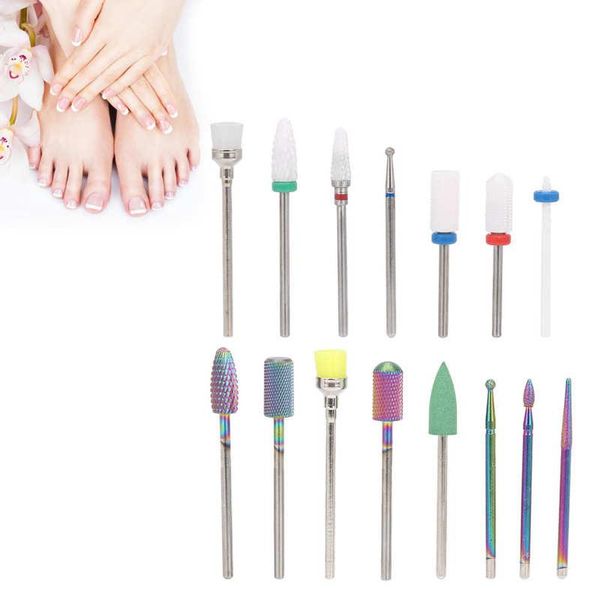 

nail art equipment 15pcs professional drill bit set electric manicure machine bits sander tip nails accessories, Silver