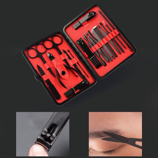 

nail art kits 18/15/12/7pcs/set pedicure manicure kit stainless steel clipper files eyebrow tweezers cuticle scissors tools