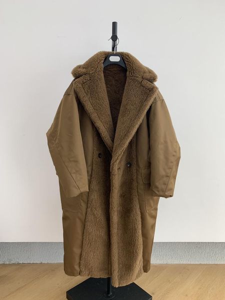 

women's trench coats double-faced coat, Tan;black