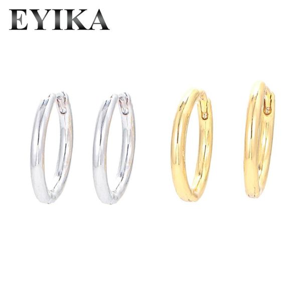 

hoop & huggie eyika trendy polished small round circle earrings for women girl gold silver color glossy minimalist accessories jewelry, Golden;silver