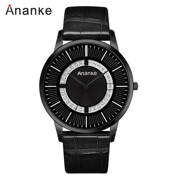 

wristwatches 2021 ananke brand fashion hollow leather quartz watch for men relogio masculino luxury sports male clock reloj hombre, Slivery;brown
