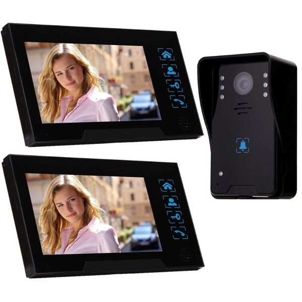 

7 inch tft touch screen color video door phone cmos night version camera intercom system 1 to 2 bell rings phones