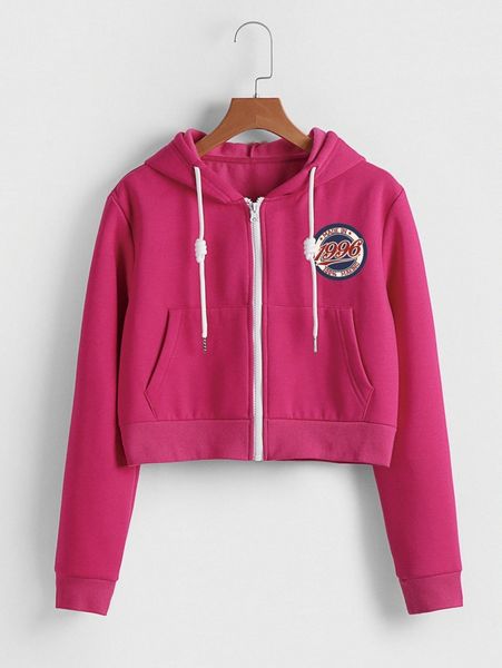 

letter graphic zip up drawstring thermal hoodie 47k5#, White;black