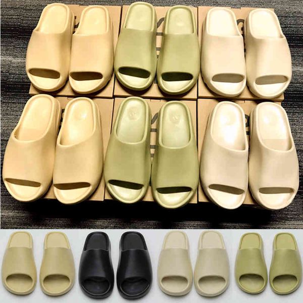 

foam 2021 slippers desert sand triple black bone white resin slide sandal men women outdoor slipper summer luxurys yeezzys slides cj