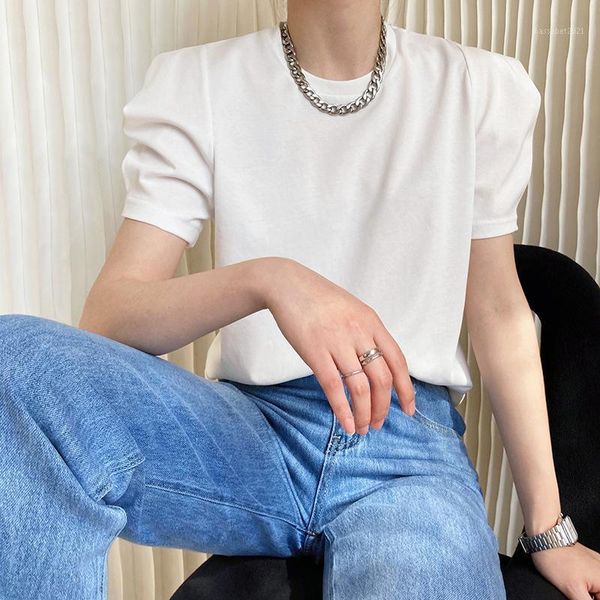 

women's t-shirt summer casual solid color round neck short-sleeved loose, White