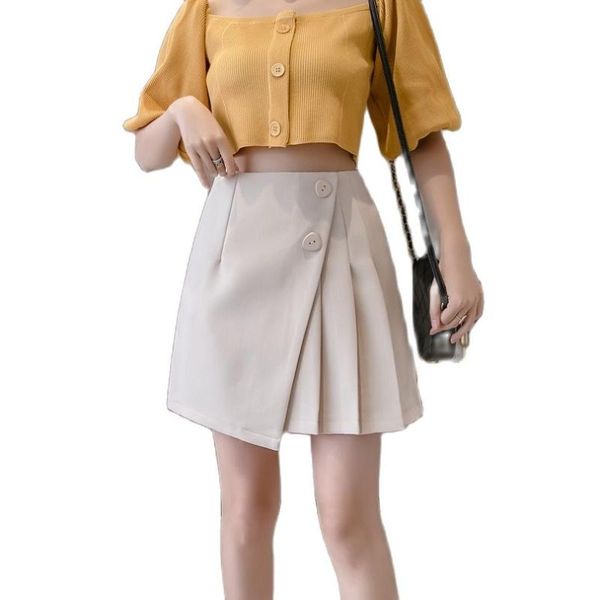 

skirts female skirt pleated high-waisted asymmetry fold a-line, Black