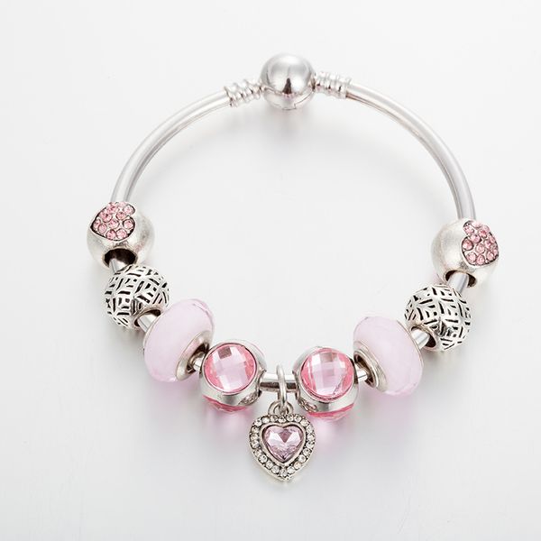 

strands bracelet big hole pink crystal glass beads diy heart pendant ornaments wholesale, Black