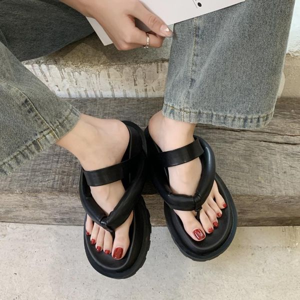 

slippers women summer sandals comfort wedges platform shoes woman casual antiskid flip flops fashion ladies soft sport slides, Black