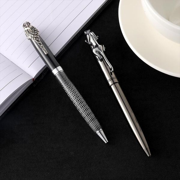 

luxury metal silver black signature ballpoint pens business writing high-end gifts journal office school stationery, Blue;orange