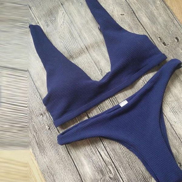 

bikini 2021 stretch bodycon swimwear women solid color bra set swimsuit push-up high waist bathing suit one-piece suits