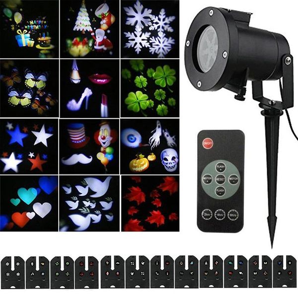 

effects outdoor 12 patterns christmas snowflake laser projector lamp waterproof disco lights landscape garden holiday party star
