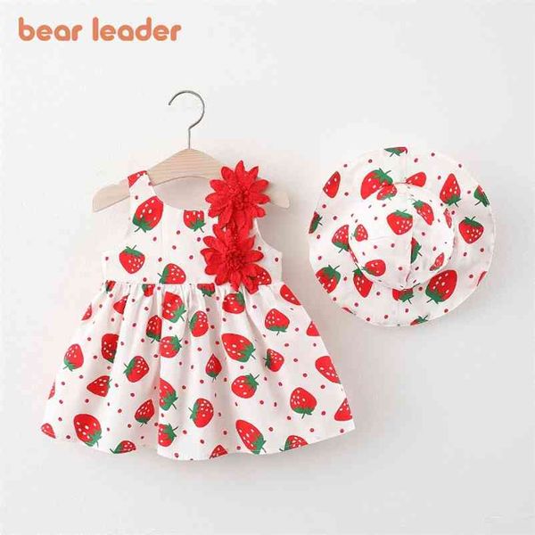 

baby girls princess dress flowers appliques vestidos summer dresses kids fruits print costumes with hat 210429, Red;yellow