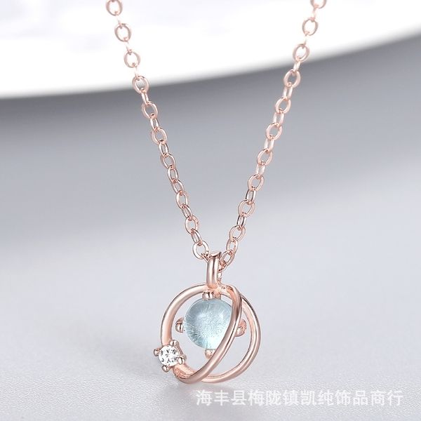 

s925 silver dream round star necklace women's japan and korea ins cool 2021 new style collar chain temperament necklace, Black