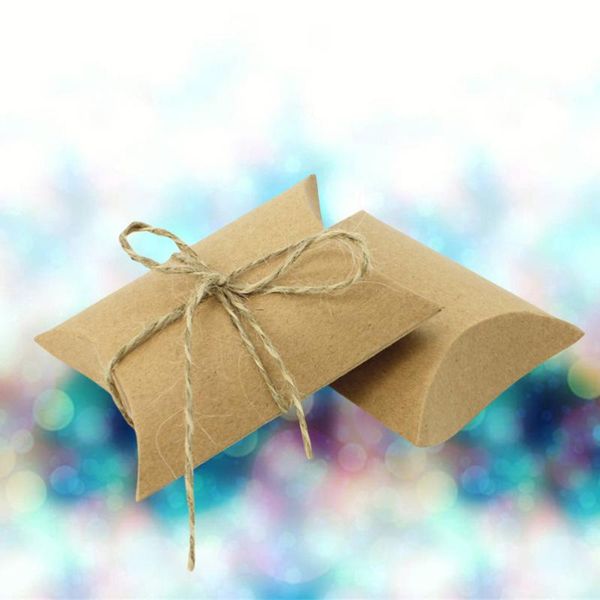 

gift wrap 50pcs pillow candy boxes craft paper wedding party favor (with rope)