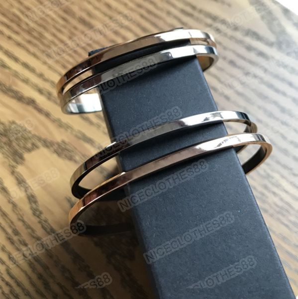 

bangles designer fashion simple couple bracelet, opening size large 65mm small 54mm, Black