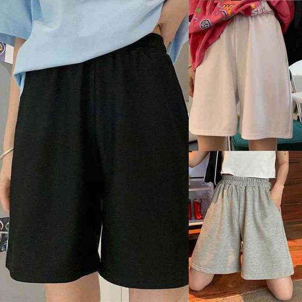 

harajuku solid color shorts women loose sport summer casual shorts running biker korean style elasticity short femme, White;black