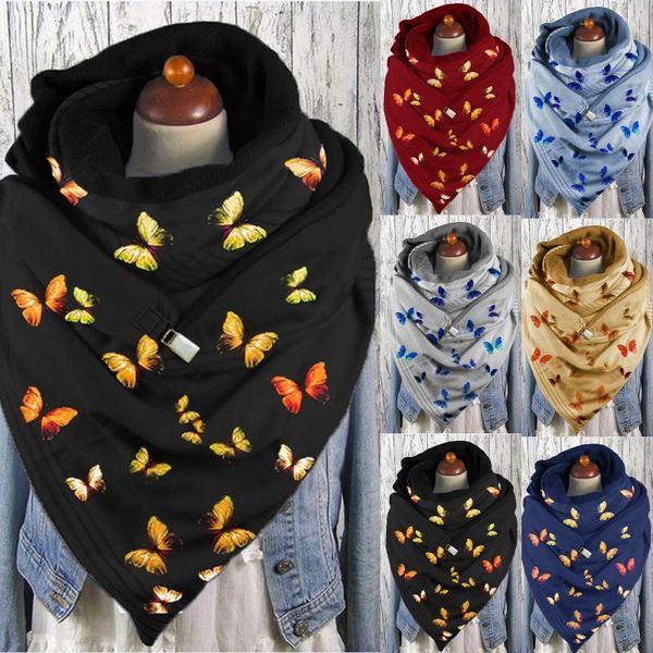 

scarves winter fashion ladies butterfly print button soft casual warm scarf windproof multi-purpose shawl 2021, Blue;gray
